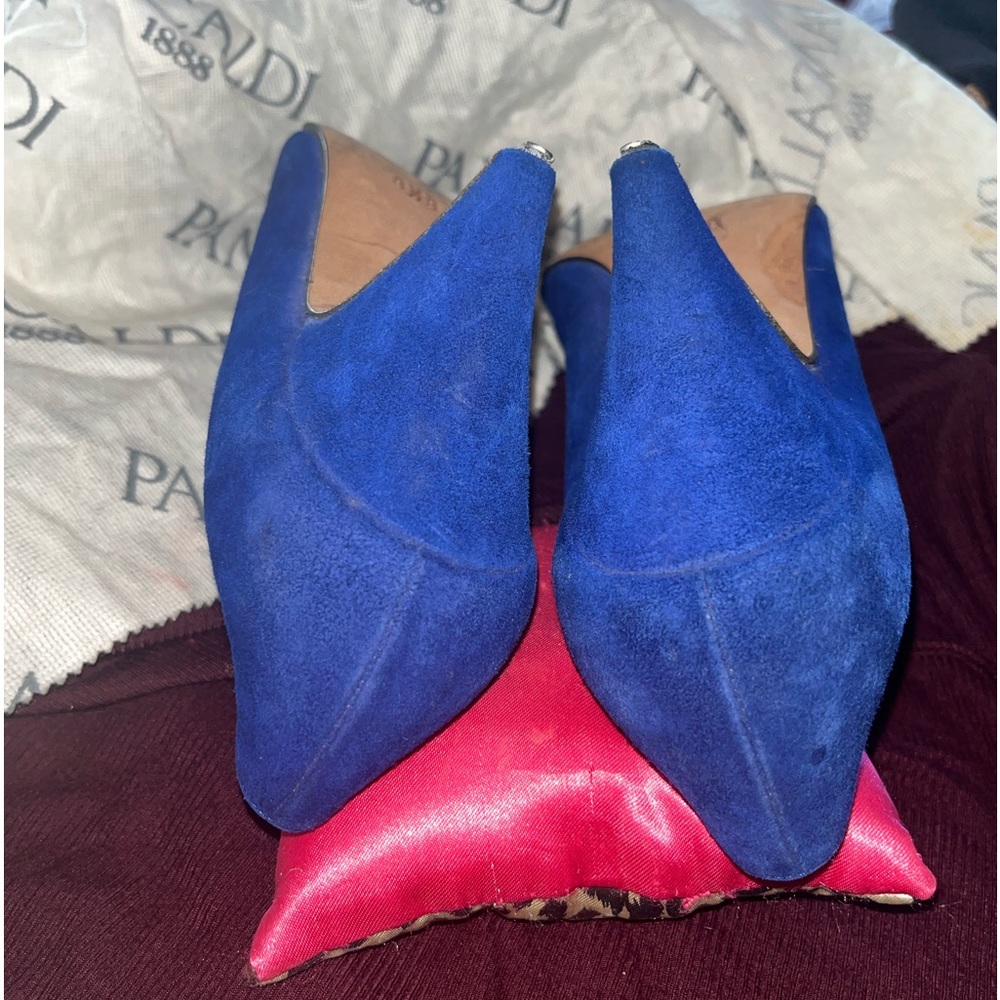 Vintage Pancaldi 1888 Cobalt Blue Suede Pumps~ Size 8.5 - Picture 6 of 9